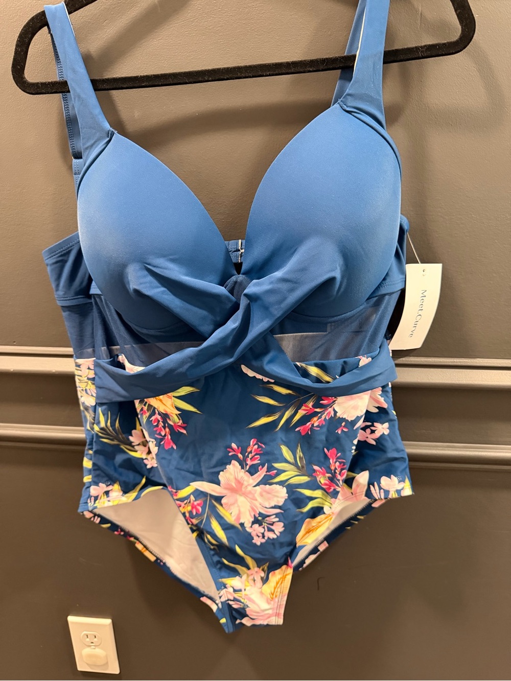 PREMcurve Floral Print Cut Out Mesh Underwire One Piece Swimsuit - Picture 4 of 7